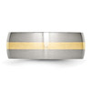 Lex & Lu Chisel Stainless Steel 14k Yellow Inlay 8mm Brushed Band Ring- 3 - Lex & Lu
