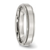 Lex & Lu Chisel Stainless Steel Ridged-Edge 5mm Polished Band Ring- 4 - Lex & Lu