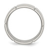 Lex & Lu Chisel Stainless Steel Beveled Edge Grooved 8mm Brushed Band Ring- 2 - Lex & Lu