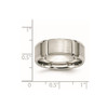 Lex & Lu Chisel Stainless Steel Beveled Edge Grooved 8mm Brushed Band Ring- 6 - Lex & Lu
