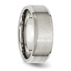 Lex & Lu Chisel Stainless Steel Flat Beveled Edge 8mm Brushed Band Ring- 4 - Lex & Lu
