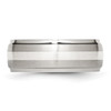 Lex & Lu Chisel Stainless Steel Sterling Silver Inlay Ridged Edge & Band Ring- 3 - Lex & Lu