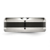 Lex & Lu Chisel Stainless Steel Black Enamel 8mm Polished Beveled Edge Band Ring- 3 - Lex & Lu