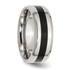 Lex & Lu Chisel Stainless Steel Black Enamel 8mm Polished Beveled Edge Band Ring- 4 - Lex & Lu