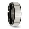 Lex & Lu Chisel Stainless Steel Beveled Edge Blk Plated 8mm Brushed Band Ring- 4 - Lex & Lu