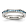 Lex & Lu Chisel Stainless Steel 4mm December Teal CZ Ring - Lex & Lu