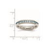 Lex & Lu Chisel Stainless Steel 4mm December Teal CZ Ring- 6 - Lex & Lu