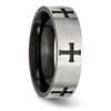 Lex & Lu Chisel Stainless Steel 7mm Blk Plated Crosses Band Ring- 4 - Lex & Lu