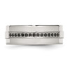 Lex & Lu Chisel Stainless Steel Polished & Black Diamonds 8mm Band Ring- 4 - Lex & Lu