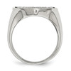 Lex & Lu Chisel Stainless Steel Cross w/Black Diamond Antiqued Shield Ring- 2 - Lex & Lu
