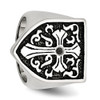 Lex & Lu Chisel Stainless Steel Cross w/Black Diamond Antiqued Shield Ring- 5 - Lex & Lu