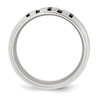 Lex & Lu Chisel Stainless Steel Blk IP-plated/Black Diamonds 9mm Band Ring- 2 - Lex & Lu
