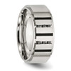 Lex & Lu Chisel Stainless Steel Blk IP-plated/Black Diamonds 9mm Band Ring- 5 - Lex & Lu