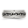 Lex & Lu Chisel Stainless Steel Enamel Swirl Design 8mm Brushed Band Ring- 3 - Lex & Lu