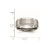 Lex & Lu Chisel Stainless Steel Ridged Edge 8mm Brushed Band Ring LAL41704- 6 - Lex & Lu