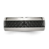 Lex & Lu Chisel Stainless Steel and Black Carbon Fiber 8mm Polished Band Ring- 3 - Lex & Lu