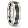 Lex & Lu Chisel Stainless Steel Base w/Polished Black Ceramic Center Band Ring- 4 - Lex & Lu