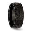 Lex & Lu Chisel Stainless Steel Black Plated Hammered 8mm Band Ring- 4 - Lex & Lu