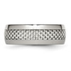 Lex & Lu Chisel Stainless Steel and Grey Carbon Fiber 8mm Polished Band Ring- 3 - Lex & Lu