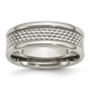 Lex & Lu Chisel Stainless Steel Grey Carbon Fiber 8mm Polished Band Ring - Lex & Lu