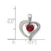 Lex & Lu Sterling Silver w/Rhodium Heart Garnet & Diamond Heart Pendant - 3 - Lex & Lu