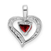 Lex & Lu Sterling Silver w/Rhodium Heart Garnet & Diamond Heart Pendant - 4 - Lex & Lu