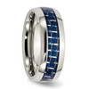 Lex & Lu Chisel Stainless Steel Blue Carbon Fiber Inlay Polished Band Ring- 4 - Lex & Lu