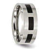 Lex & Lu Chisel Stainless Steel Black Rubber Flat 8mm Brushed Band Ring- 5 - Lex & Lu