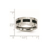 Lex & Lu Chisel Stainless Steel Black Rubber Flat 8mm Brushed Band Ring- 7 - Lex & Lu