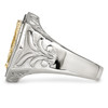 Lex & Lu Chisel Stainless Steel Yellow Plated Eagle Polished Ring- 3 - Lex & Lu