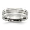 Lex & Lu Chisel Stainless Steel Grooved 6mm Satin and Polished Band Ring - Lex & Lu