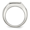 Lex & Lu Chisel Stainless Steel Brushed & Polished w/14K Gold Stripe Signet Ring- 2 - Lex & Lu