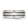 Lex & Lu Chisel Stainless Steel Grooved 8mm Satin and Polished Band Ring- 3 - Lex & Lu