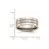 Lex & Lu Chisel Stainless Steel Grooved 8mm Satin and Polished Band Ring- 6 - Lex & Lu
