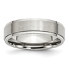 Lex & Lu Chisel Stainless Steel Ridged Edge 6mm Brushed and Polished Band Ring - Lex & Lu