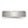 Lex & Lu Chisel Stainless Steel Ridged Edge 6mm Brushed and Polished Band Ring- 3 - Lex & Lu