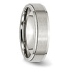 Lex & Lu Chisel Stainless Steel Ridged Edge 6mm Brushed and Polished Band Ring- 4 - Lex & Lu