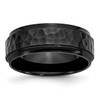 Lex & Lu Chisel Stainless Steel 8mm Blk Plated Hammered Beveled Edge Band Ring - Lex & Lu