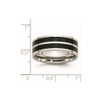Lex & Lu Chisel Stainless Steel 8mm Double Row Blk Carbon Fiber Inlay Band Ring- 6 - Lex & Lu