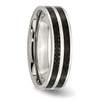 Lex & Lu Chisel Stainless Steel 6mm Double Row Blk Carbon Fiber Inlay Band Ring- 4 - Lex & Lu