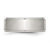 Lex & Lu Chisel Stainless Steel Ridged Edge 8mm Brushed Band Ring LAL41808- 3 - Lex & Lu