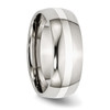 Lex & Lu Chisel Stainless Steel Sterling Silver Inlay 8mm Polished Band Ring- 4 - Lex & Lu