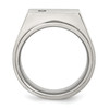 Lex & Lu Chisel Stainless Steel Polished and Brushed CZ Signet Ring- 2 - Lex & Lu