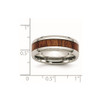 Lex & Lu Chisel Stainless Steel Polished Red/Orange Wood Enameled 8.00mm Ring- 6 - Lex & Lu