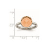 Lex & Lu Chisel Stainless Steel Polished Peach Glass Ring- 6 - Lex & Lu