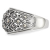 Lex & Lu Chisel Stainless Steel Polished and Antiqued Marcasite Ring LAL41919- 4 - Lex & Lu