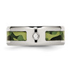 Lex & Lu Chisel Stainless Steel w/CZ Printed Green Camo Under Rubber Band Ring- 4 - Lex & Lu