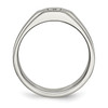 Lex & Lu Chisel Stainless Steel Brushed and Polished w/CZ Ring- 2 - Lex & Lu