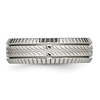 Lex & Lu Chisel Stainless Steel Polished Grooved and Textured Ring- 3 - Lex & Lu