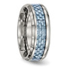 Lex & Lu Chisel Stainless Steel Polished Blue Carbon Fiber Inlay Ring- 4 - Lex & Lu